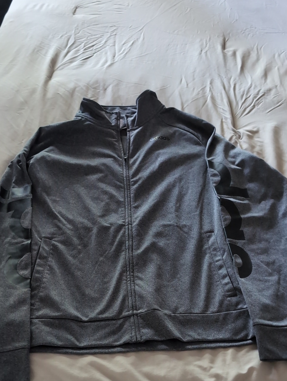 adidas Charcoal Gray Zip-Up Athletic Jacket